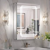 Keonjinn Lighted Bathroom Mirror Cabinets with LED Vanity Mirror for Bathroom Adjustable Shelves Dimmable 3 Color Temperature Lights Wall Mount LED Bathroom Mirror Cabinets Mirror for Bathroom D¨¦cor