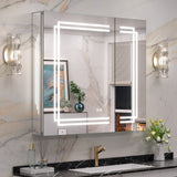 Keonjinn Lighted Bathroom Mirror Cabinets with LED Vanity Mirror for Bathroom Adjustable Shelves Dimmable 3 Color Temperature Lights Wall Mount LED Bathroom Mirror Cabinets Mirror for Bathroom D¨¦cor