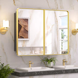 Bathroom Medicine Cabinets with Mirror Stainless Steel Framed Recessed Wall Mounted