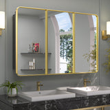 Bathroom Medicine Cabinets with Mirror Stainless Steel Framed Recessed Wall Mounted