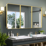 Bathroom Medicine Cabinets with Mirror Stainless Steel Framed Recessed Wall Mounted