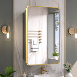 Bathroom Medicine Cabinets with Mirror Stainless Steel Framed Recessed Wall Mounted