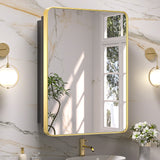 Bathroom Medicine Cabinets with Mirror Stainless Steel Framed Recessed Wall Mounted