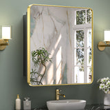 Bathroom Medicine Cabinets with Mirror Stainless Steel Framed Recessed Wall Mounted