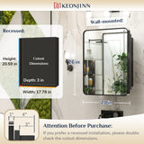 Bathroom Medicine Cabinets with Mirror Stainless Steel Framed Recessed Wall Mounted