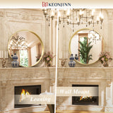 Keonjinn Round Framed Bathroom Mirror for Over Sink, Rectangle Wall Vanity Mirror with Square Corner, Alumium Alloy Frame