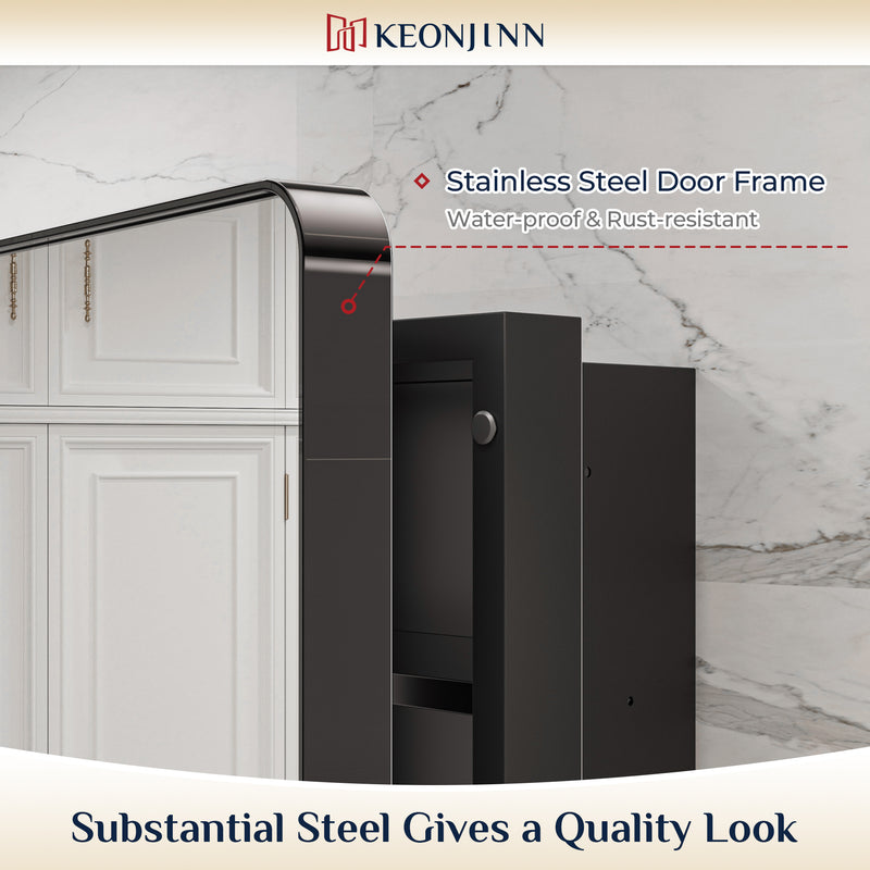 Bathroom Medicine Cabinets with Mirror Stainless Steel Framed Recessed Wall Mounted