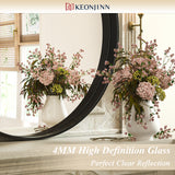 Keonjinn Round Framed Bathroom Mirror for Over Sink, Rectangle Wall Vanity Mirror with Square Corner, Alumium Alloy Frame