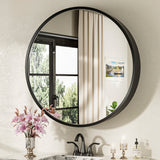 Keonjinn Round Medicine Cabinet with Mirror, Surface Mount Metal Framed Medicine Cabinet for Bathroom, Circular Farmhouse Bathroom Cabinet, Wall Mounted Round Vanity Mirror with Storage