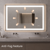 Rechteckiger Wand-LED-Badezimmerspiegel mit Front- und Hintergrundbeleuchtung
