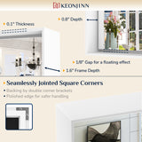 Keonjinn Gebürsteter Badezimmerspiegel mit Rahmen für über dem Waschbecken, Rechteckiger Wandspiegel mit quadratischen Ecken, Aluminiumrahmen, Moderner Landhausstil