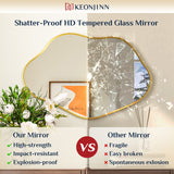 Keonjinn Nickel Irregular Mirrors for Wall, Asymmetrical Metal Frame, Tempered Glass Decorative Mirror for Bathroom, Bedroom, Living Room, Entryway(Horizontal/Vertical)