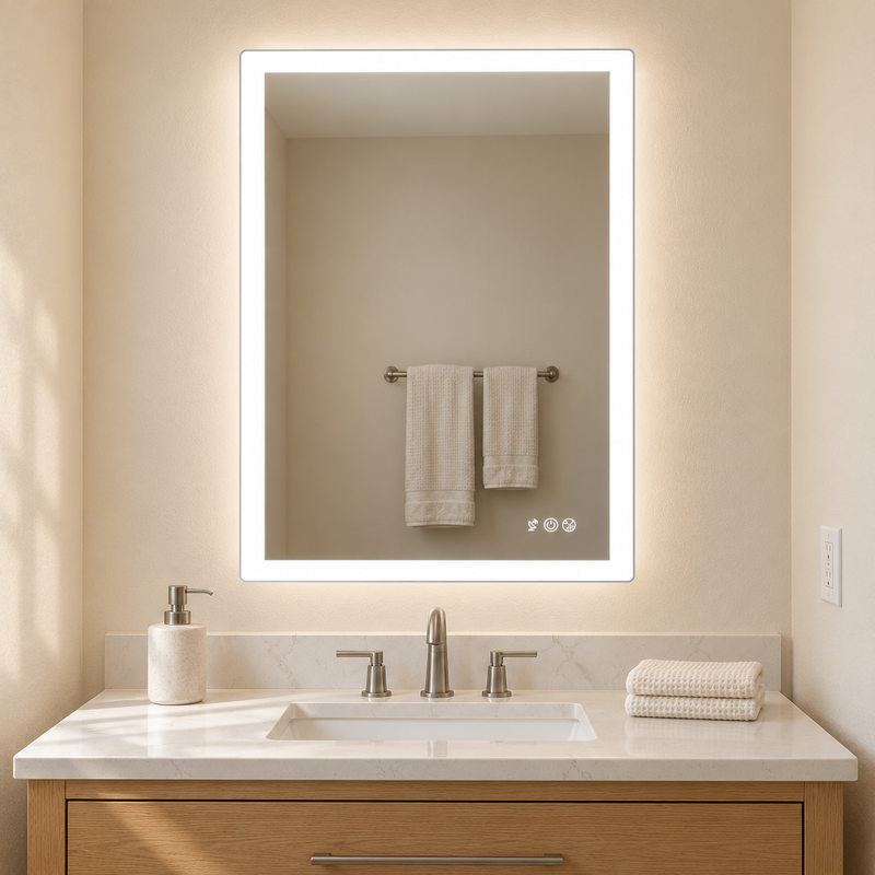Keonjinn Smart Motion Sensing Frontlit & Backlit LED Bathroom Mirror - 24"W x 36"H
