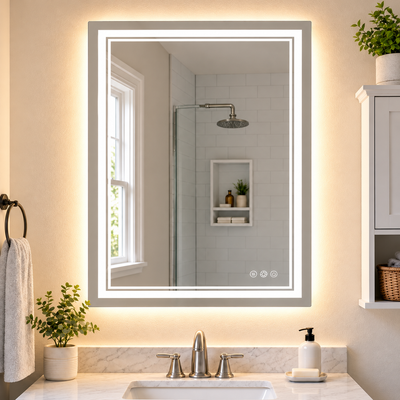 Keonjinn Frontlit & Backlit LED Bathroom Mirror