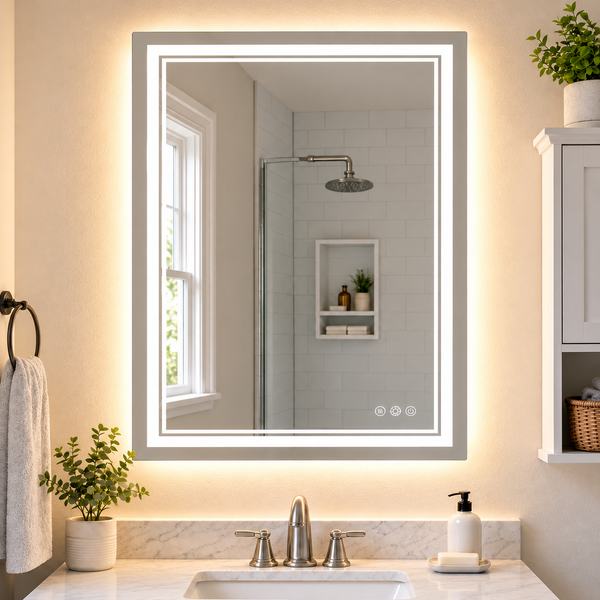 Keonjinn Frontlit & Backlit LED Bathroom Mirror