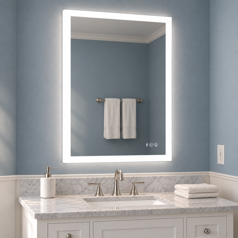 Keonjinn Smart Motion Sensing Frontlit & Backlit LED Bathroom Mirror - 24"W x 36"H
