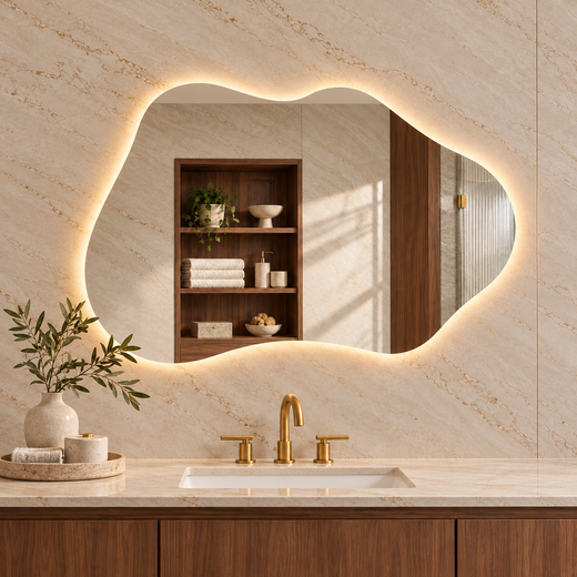Keonjinn Irregular Backlit LED Bathroom Mirror