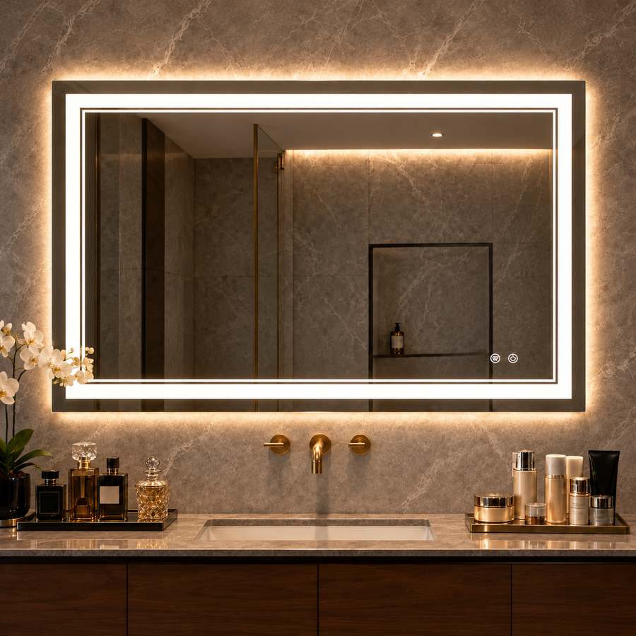 Keonjinn Frontlit & Backlit LED Bathroom Mirror