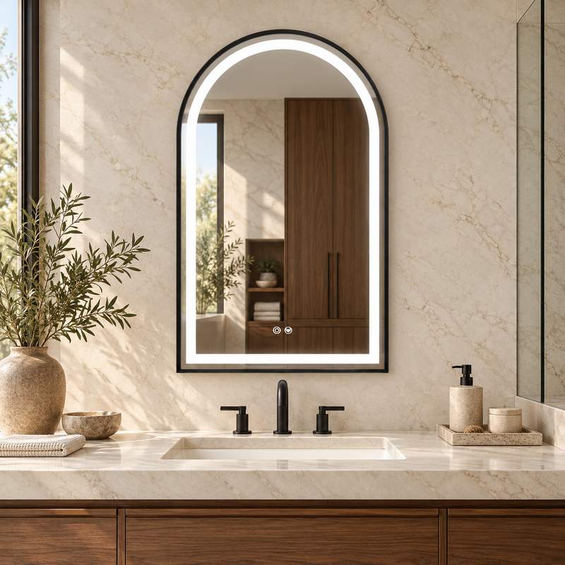 Keonjinn Arched Framed LED Bathroom Mirror