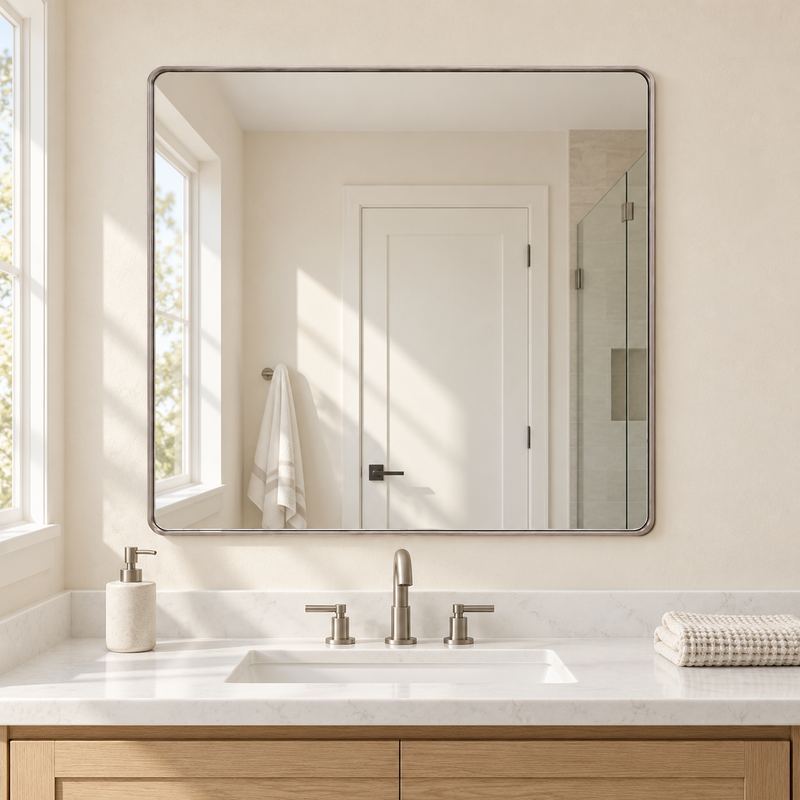 Keonjinn Deep-Frame Metal Framed Bathroom Mirror - 36"W x 36"H