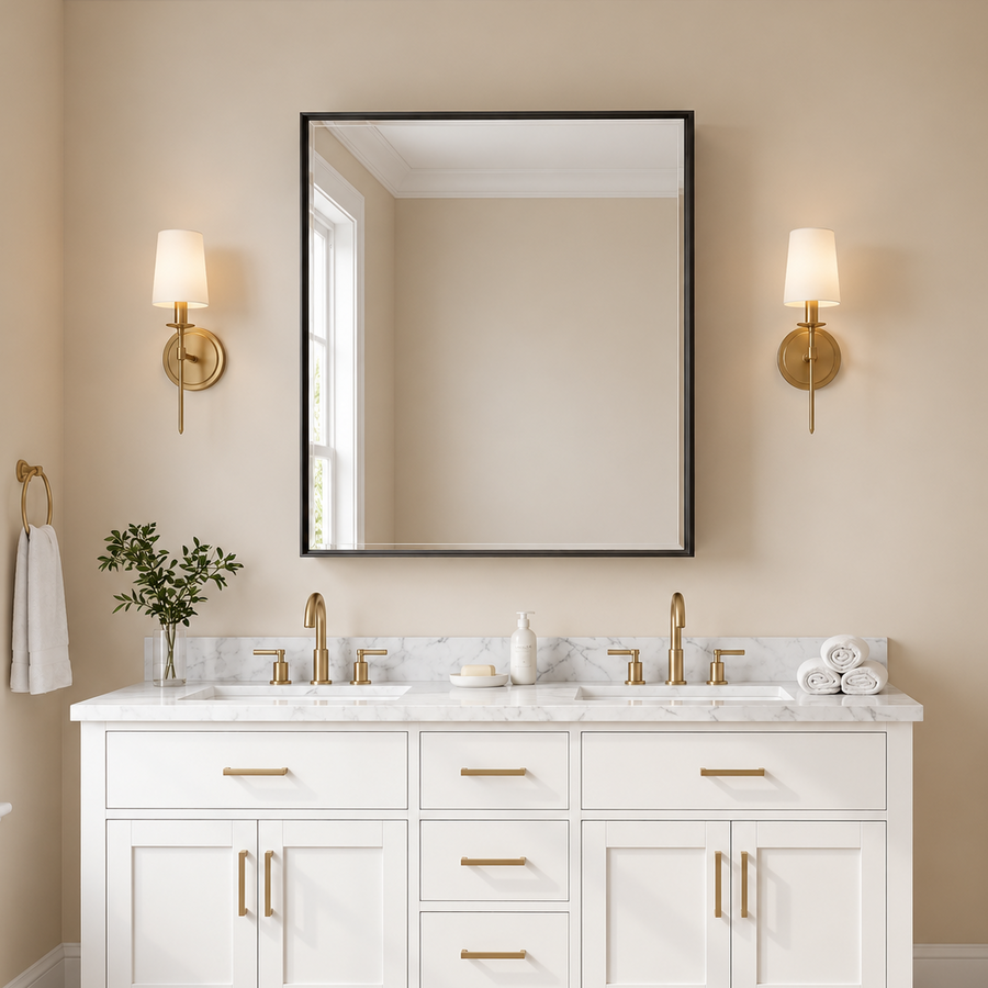 Keonjinn Rectangle Framed Bathroom Mirror Cabinet