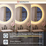 Round Framed Wall LED Bathroom Vanity Mirror with Frontlit and Backlit