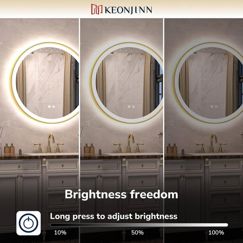 Round Framed Wall LED Bathroom Vanity Mirror with Frontlit and Backlit
