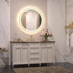 Round Framed Wall LED Bathroom Vanity Mirror with Frontlit and Backlit