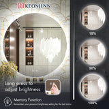 LED Round Mirror Backlit Bathroom Mirror Dimmable 3 Color Lighted Mirror with Lights Anti Fog
