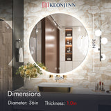 LED Round Mirror Backlit Bathroom Mirror Dimmable 3 Color Lighted Mirror with Lights Anti Fog
