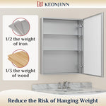 MC017Frameless Surface/Recessed Aluminum Mirrored Rectangle Medicine Cabinet With Adjustable Shelves