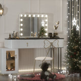 Keonjinn Large Vanity Mirror with Lights and Bluetooth Speaker Hollywood Makeup Vanity Mirror with 15 Replaceable LED Bulbs, USB Charging Port 10X Magnification, Tabletop Wall-Mounted 23x18 Inch White