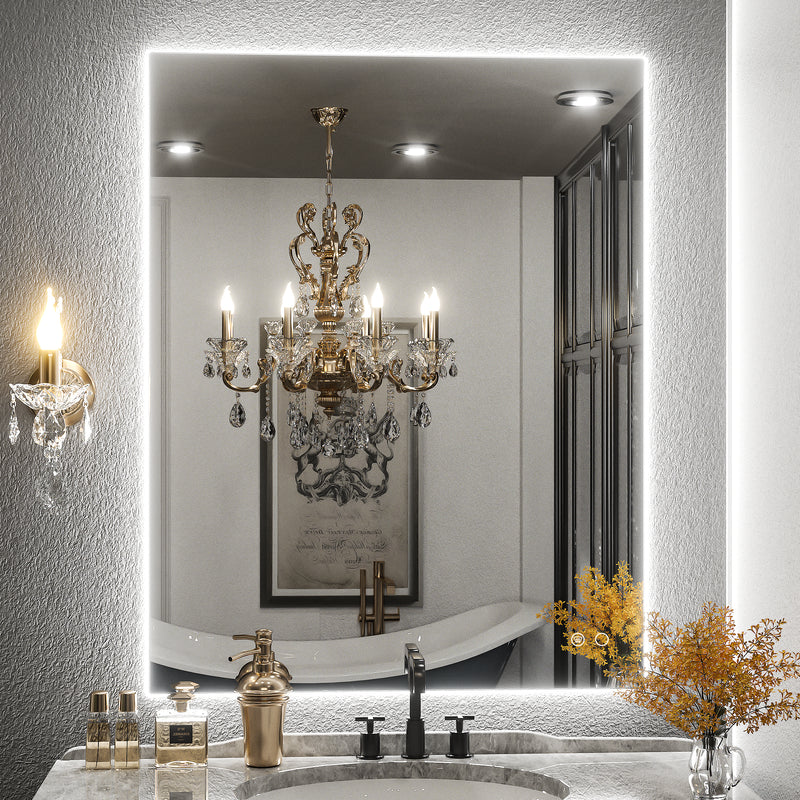 Keonjinn 72 x 36 Inch LED Bathroom Mirror with Lights, Backlit Mirror 3 Colors Warm/Natural/White Lights High Lumens 10218LM,Wall Mounted Anti-Fog Dimmable Lighted Vanity Mirror(Vertical/Horizontal)