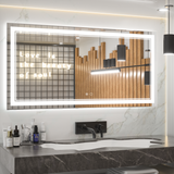 Keonjinn 55 x 36 Inch Bathroom Mirror LED Vanity Mirror with Lights, Adjustable 3-Color White/Warm/Natural Light, Wall Mounted Anti-Fog Large Dimmable LED Light Makeup Mirrors(Horizontal/Vertical)
