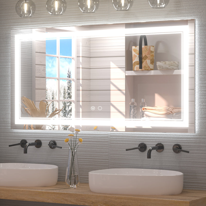 LED Frontlit Mirror Bathroom Mirror with Lights 3-Color Warm/Natural/White  High Lumens, Anti-Fog & Dimmer Wall Mounted Lighted Vanity Makeup  Mirror(Vertical/Horizontal) – Keonjinn
