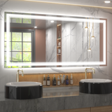 Keonjinn 60 x 40 Inch LED Mirror Lighted Bathroom Vanity Mirror, Adjustable 3 Colors 3000K/4500K/6000K Lights, Wall Mounted Anti-Fog Dimmer Makeup Mirrors with Lights(Horizontal or Vertical)