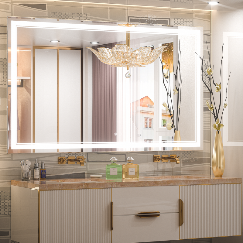 Keonjinn 72 x 36 Inch LED Bathroom Mirror with Lights, LED Vanity Mirror, Adjustable 3000K/4500K/6000K Lights, Wall Mounted Dimmable Anti-Fog Oversized Lighted Bathroom Mirrors (Horizontal/Vertical)