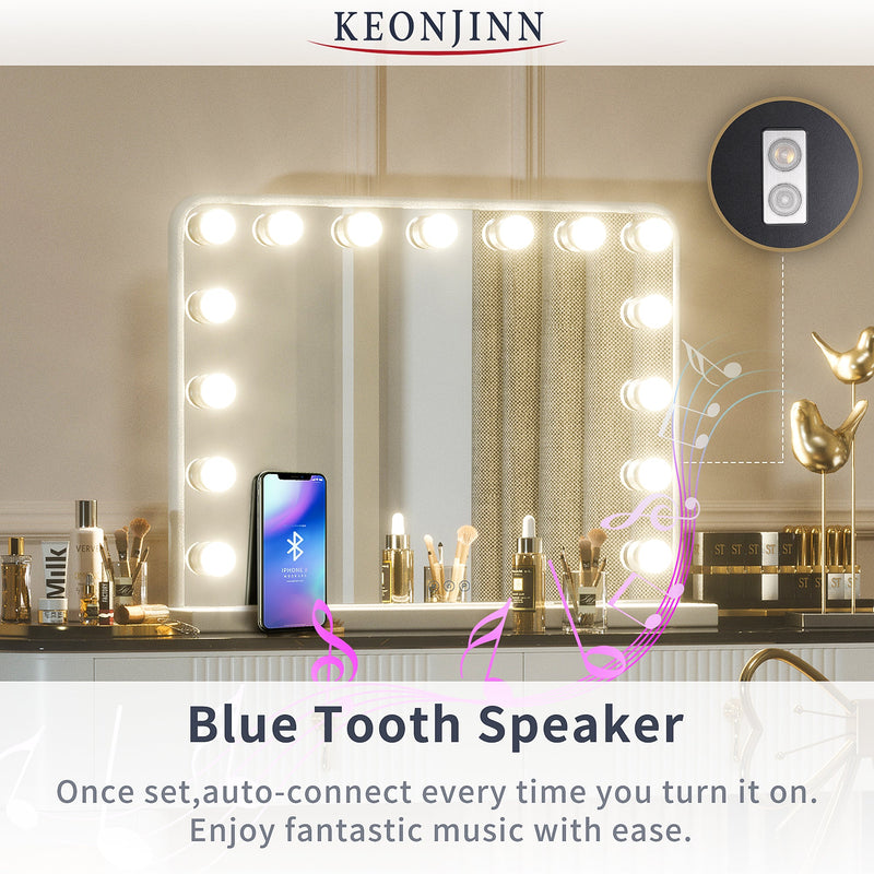 Vanity Mirror 18 Led Light Bluetooth Speaker Connected to Mobile Phone 10x  Magnification USB Port Adjustable Light Female Makeup