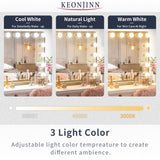 three colors temperature hollywood makeup mirror cool white natural white warm white