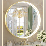 KeonJinn ETL Certificated Frontlit Metal Frame Round Bathroom Mirror