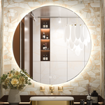 Keonjinn Backlit Mirror Bathroom 36 Inch LED Round Mirror Lighted Vanity Mirror Large Circle Mirror with Lights Dimmable Wall Mounted LED Bathroom Mirror Anti-Fog Illuminated Makeup Mirror, CRI 90+