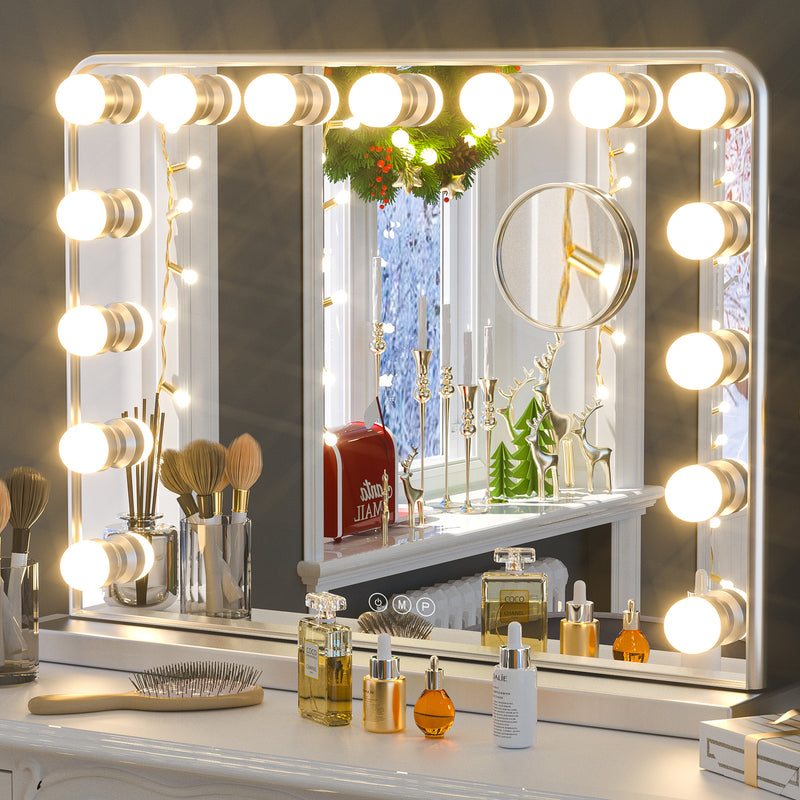Large Vanity Mirror with Lights and Bluetooth Speaker Hollywood Makeup Vanity Mirror with 15 Replaceable LED Bulbs USB Charging Port 10X Magnification, Tabletop Wall-Mounted Keonjinn Large Vanity Mirror with Lights and Bluetooth Speaker Hollywood Makeup Vanity Mirror with 15 Replaceable LED Bulbs USB Charging Port 10X Magnification, Tabletop Wall-Mounted Keonjinn