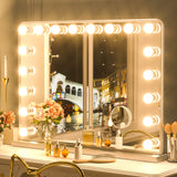 KeonJinn Hollywood Lighted Makeup Mirror 3 Color Dimmable LED Bulbs