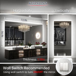 60 x 28 Inch Backlit Mirror Bathroom LED Vanity Mirror with Lights, 3-Color Warm/Natural/White High Lumens 9191LM