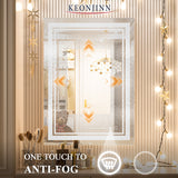 Bathroom Mirror LED Vanity Mirror with Lights, Adjustable 3-Color White/Warm/Natural Light, Wall Mounted Anti-Fog Large Dimmable LED Light Makeup Mirrors(Horizontal/Vertical)