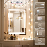 LED Mirror Bathroom Mirrors with Lights, Adjustable White/Warm/Natural Lights High Lumen 8070LM, Anti-Fog Dimmable Wall Mounted Large Lighted Vanity Mirror (Horizontal/Vertical)