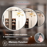 Keonjinn LED Round Mirror, 32 Inch Round Bathroom Vanity Mirror with Lights, Black Metal Frame LED Lighted Mirror, Wall Mounted Anti-Fog Dimmable Circle Makeup Mirror, IP54