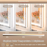 Keonjinn LED Bathroom Mirror Frontlit and Backlit Bathroom Mirror with Lights Stepless Adjustable 3 Colors warm light natural light  white light (2)