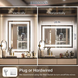 Keonjinn LED Bathroom Mirror Frontlit and Backlit Bathroom Mirror with Lights Stepless Adjustable 3 Colors warm light natural light  white light horizontal or vertical