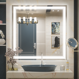 Keonjinn 40 x 24 Inch LED Bathroom Mirror with Lights, LED Vanity Mirror, Adjustable White/Warm/Natural Light, Wall Mounted Anti-Fog Dimmable Lighted Makeup Mirrors for Bedroom(Horizontal/Vertical)